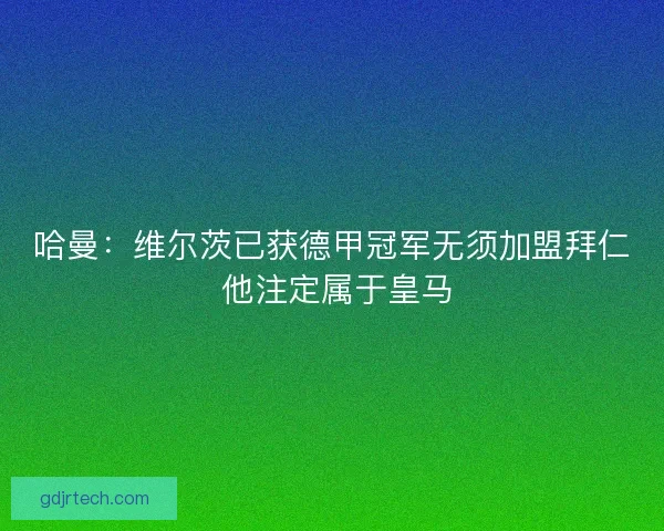 哈曼：维尔茨已获德甲冠军无须加盟拜仁 他注定属于皇马