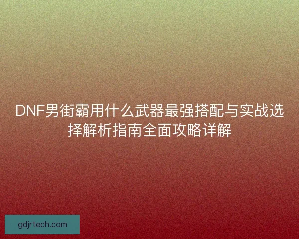 DNF男街霸用什么武器最强搭配与实战选择解析指南全面攻略详解
