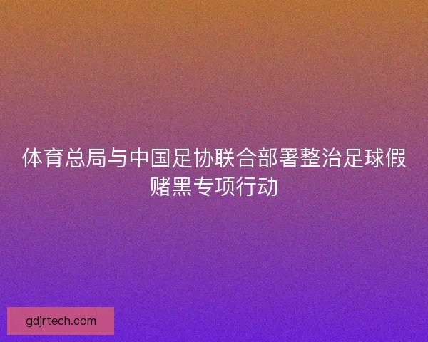 体育总局与中国足协联合部署整治足球假赌黑专项行动
