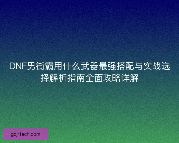 DNF男街霸用什么武器最强搭配与实战选择解析指南全面攻略详解 DNF男街霸用什么武器最强搭配与实战选择解析指南全面攻略详解